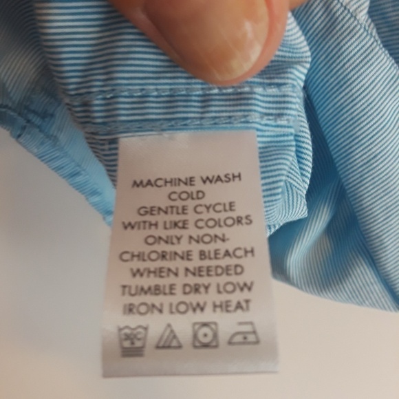 Calvin Klein men's blue striped button down shirt - Picture 4 of 7